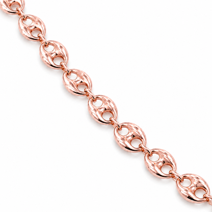 14K Rose Gold Semi-Solid Puff Chain, diagonal view of the full chain