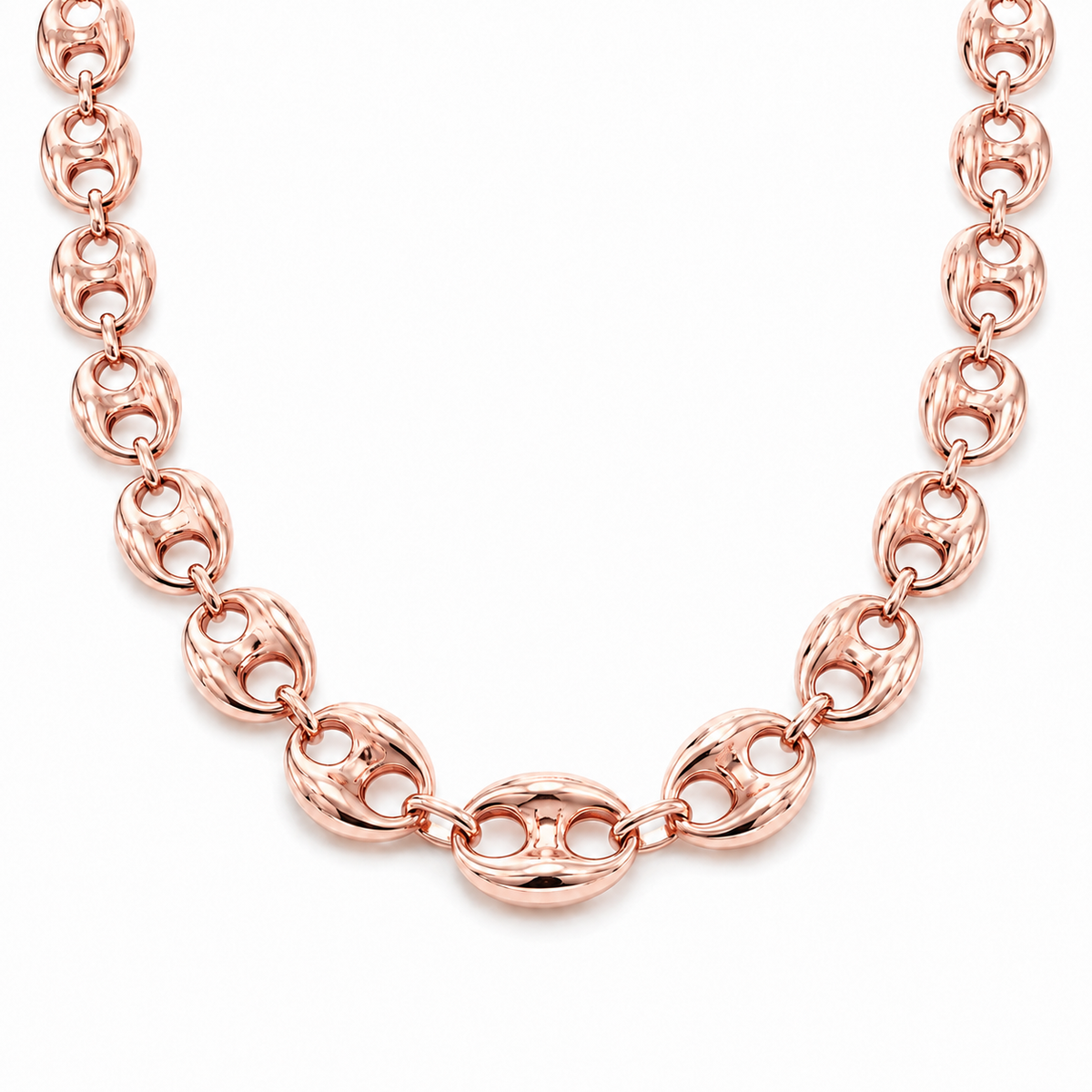 Rose Gold Plated Sterling Silver Puffed Mariner Chain