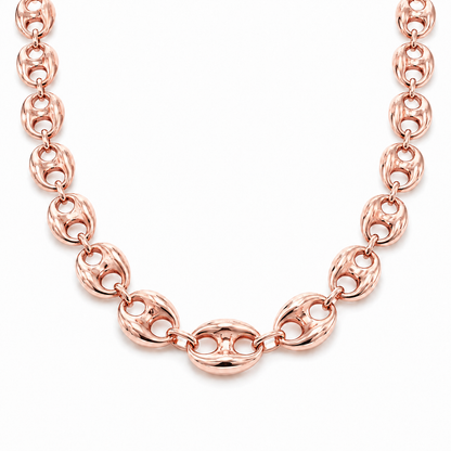 Rose Gold Plated Sterling Silver Puffed Mariner Chain