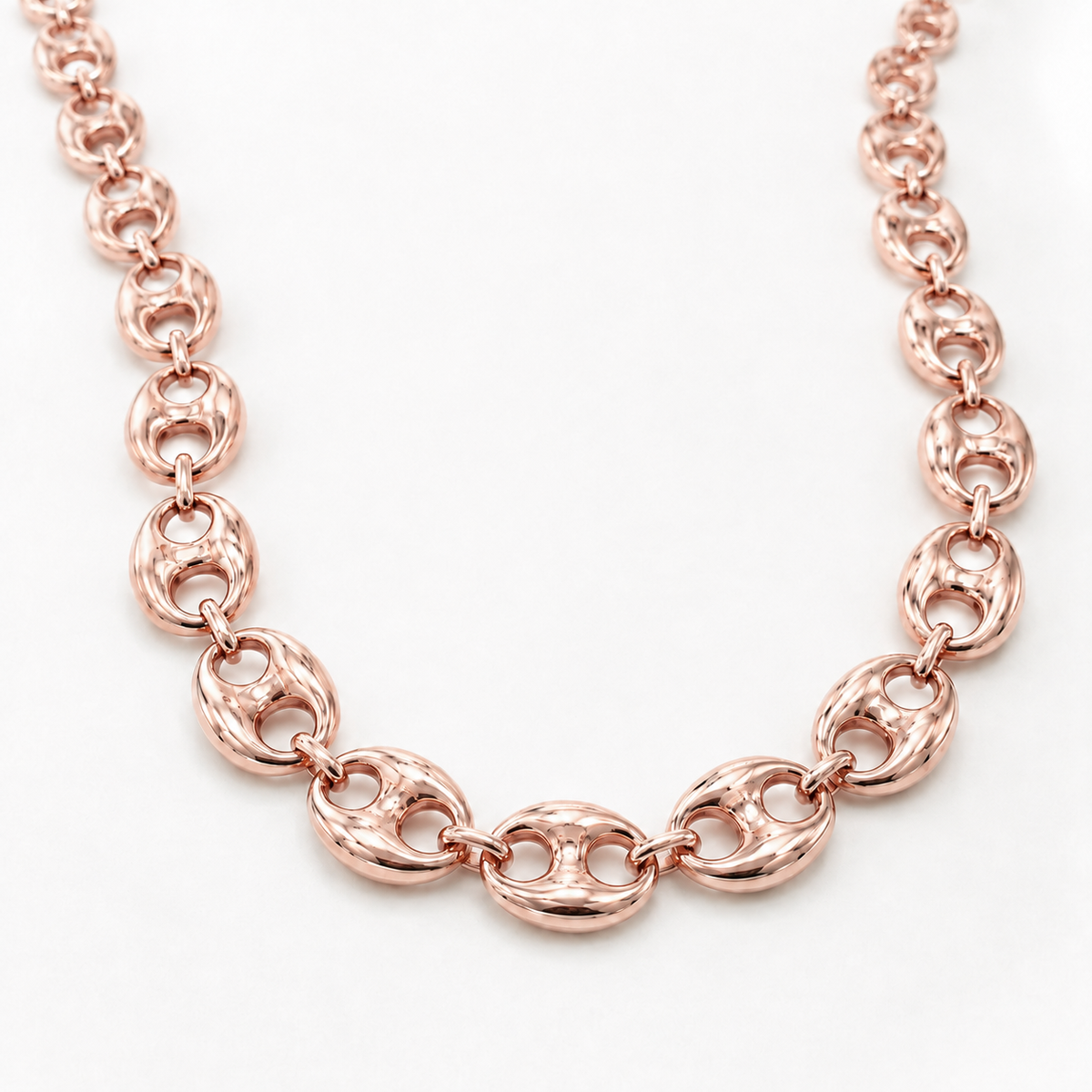 Rose Gold Plated Sterling Silver Puffed Mariner Chain, view 2