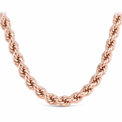 18K Rose Gold Solid Rope Chain, detail view