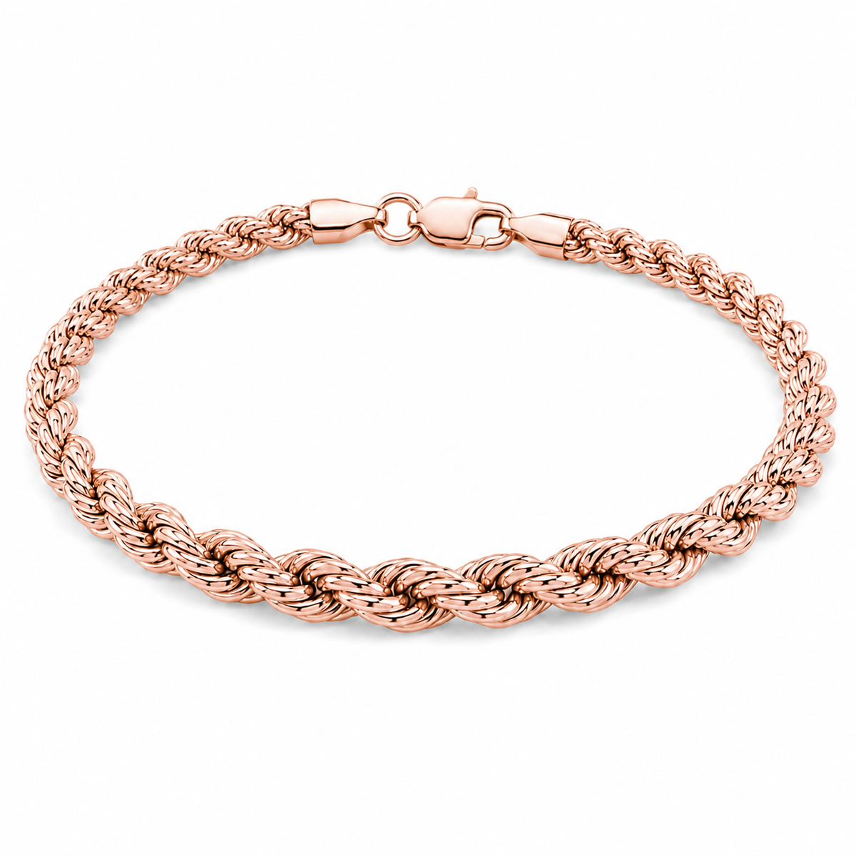 18K Rose Gold Solid Rope Chain, side view