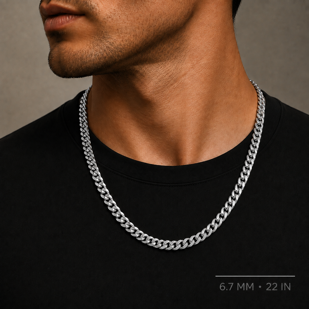 14K White Gold Semi-Solid Miami Cuban Link Chain, close-up of the link detail