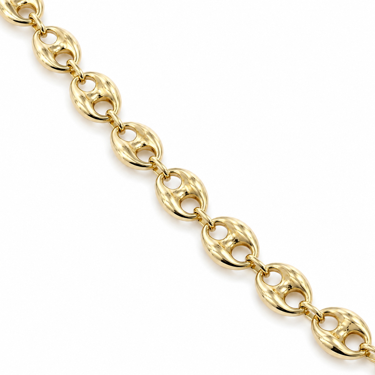 Gold Plated Sterling Silver Puffed Mariner Chain, view 3