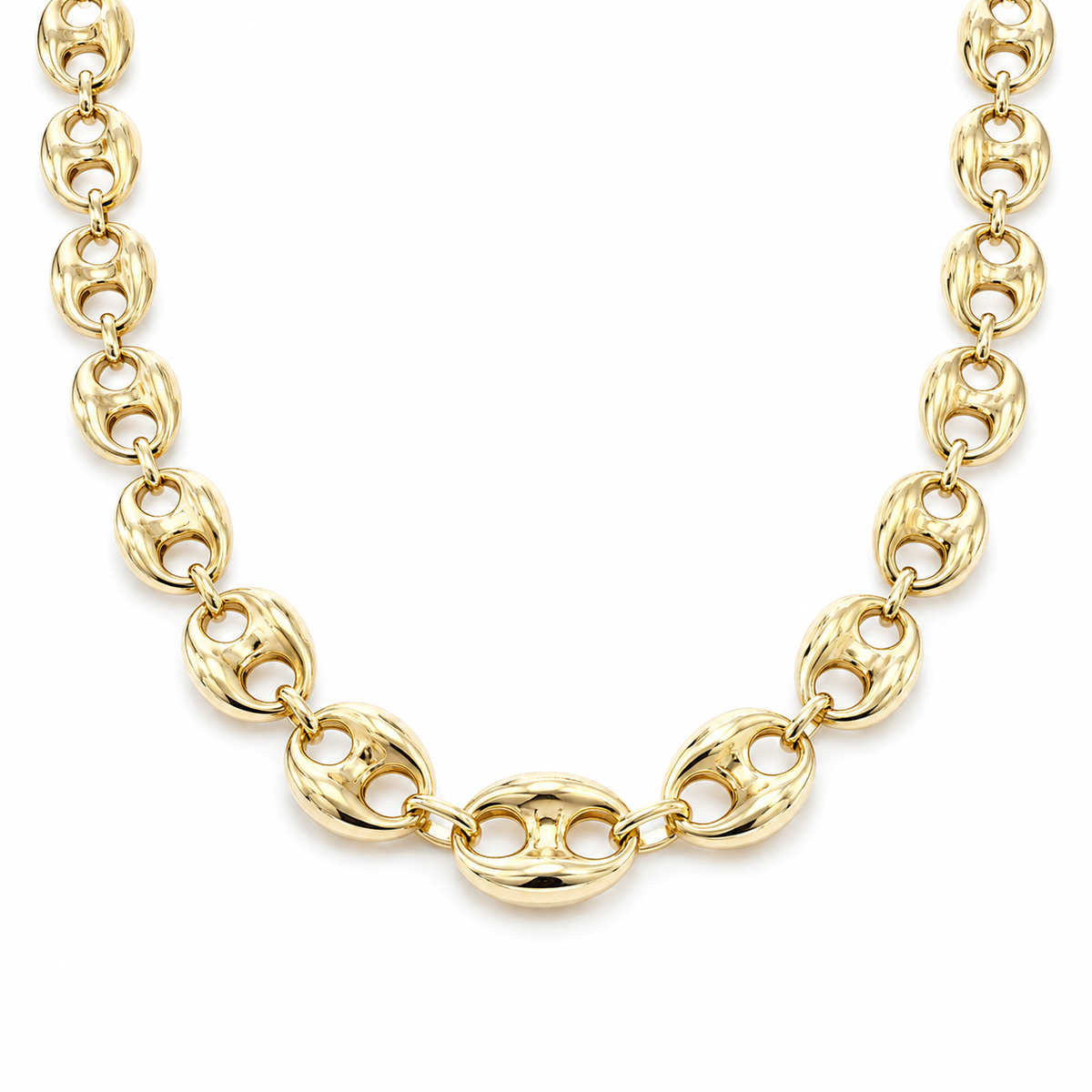 Gold Plated Sterling Silver Puffed Mariner Chain