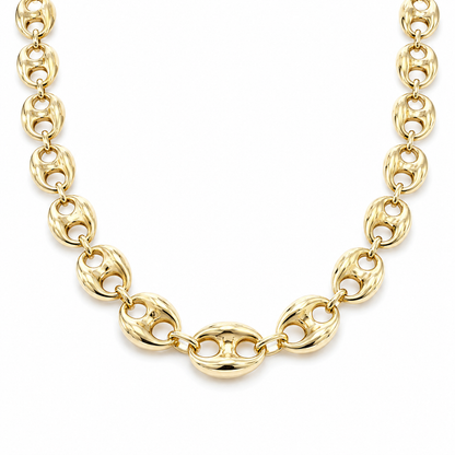 Gold Plated Sterling Silver Puffed Mariner Chain
