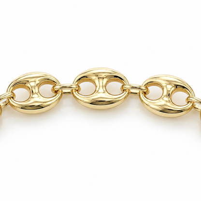 Gold Plated Sterling Silver Puffed Mariner Chain, view 4