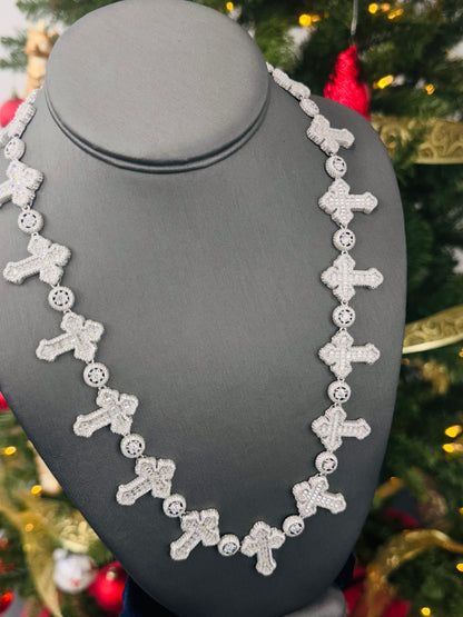 Moissanite Cross Necklace, 925 Silver, view 3