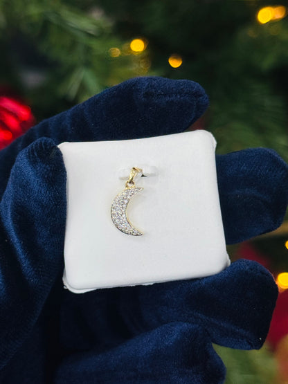 10K Gold Diamond Moon Pendant, view 3