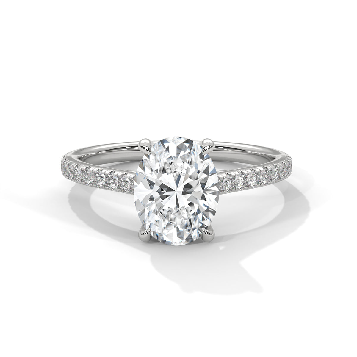 2.00ct Oval Center Diamond Engagement Ring with Side Stones, view 2