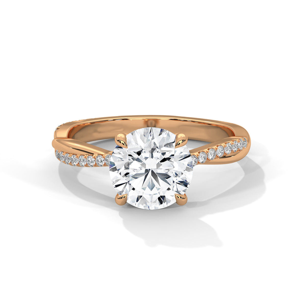 2.00ct Round Center Diamond Engagement Ring with Twisted Band, view 2