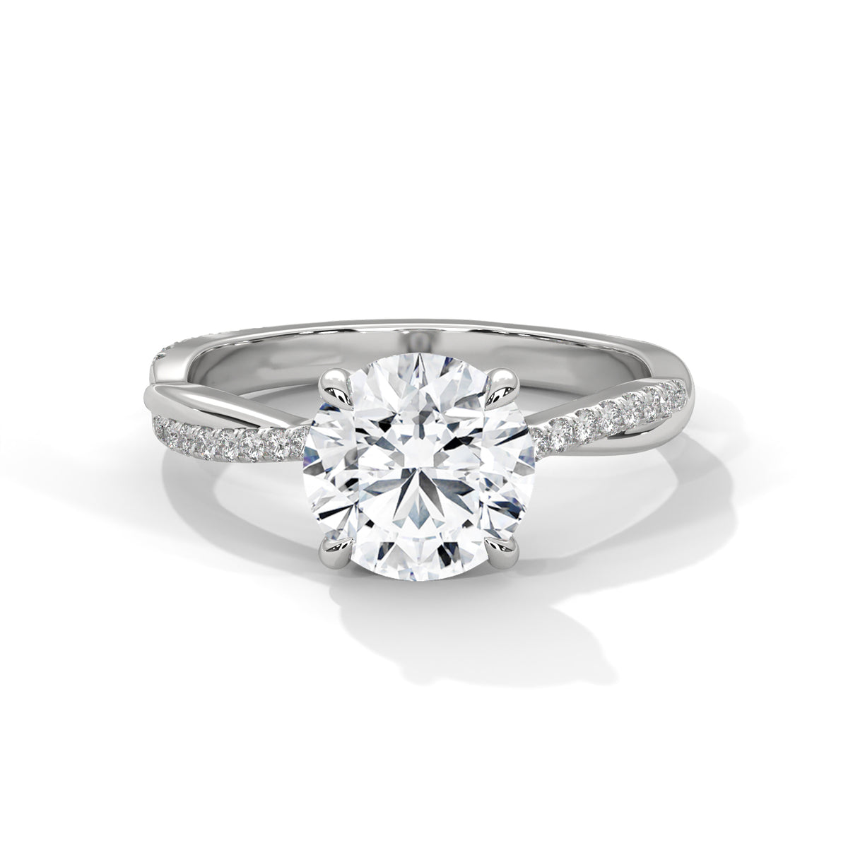 2.00ct Round Center Diamond Engagement Ring with Twisted Band, view 3