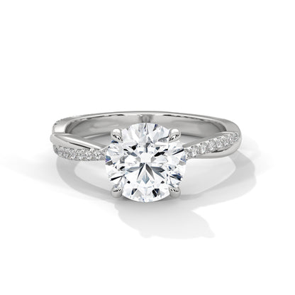 2.00ct Round Center Diamond Engagement Ring with Twisted Band, view 3