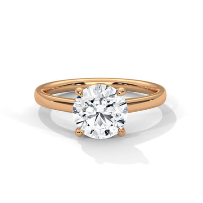 2.00ct Round Center Stone Engagement Ring with Gold Setting, view 3