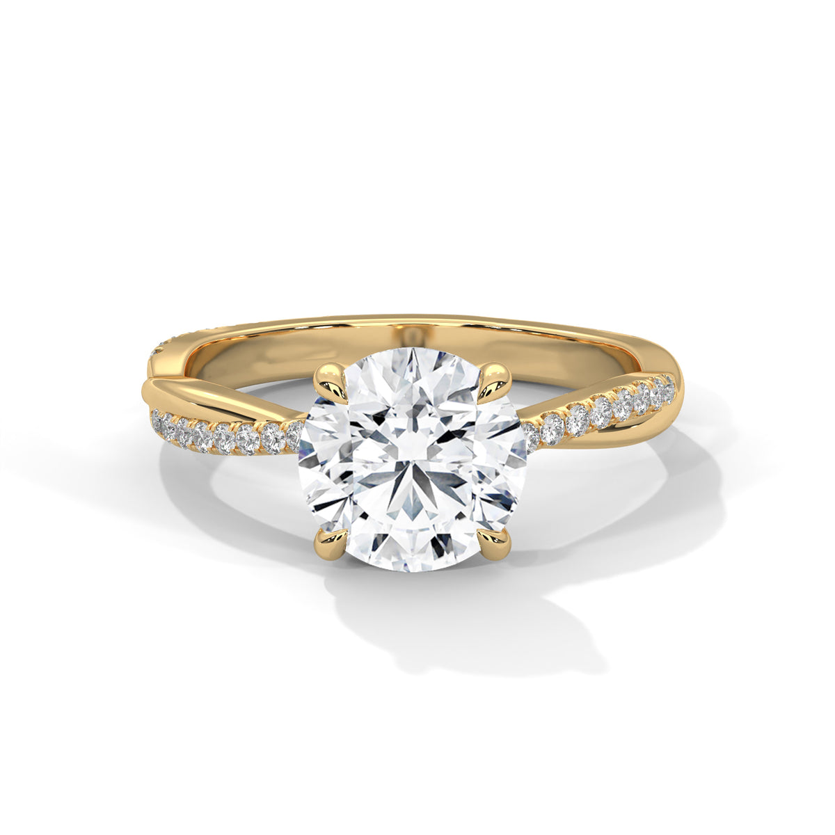 2.00ct Round Center Diamond Engagement Ring with Twisted Band