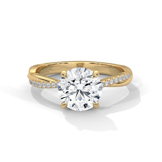2.00ct Round Center Diamond Engagement Ring with Twisted Band