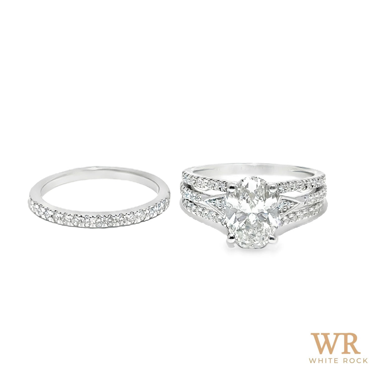 2.75 CTW Oval Lab Grown Diamond Bridal Set, 14K White Gold, view 2