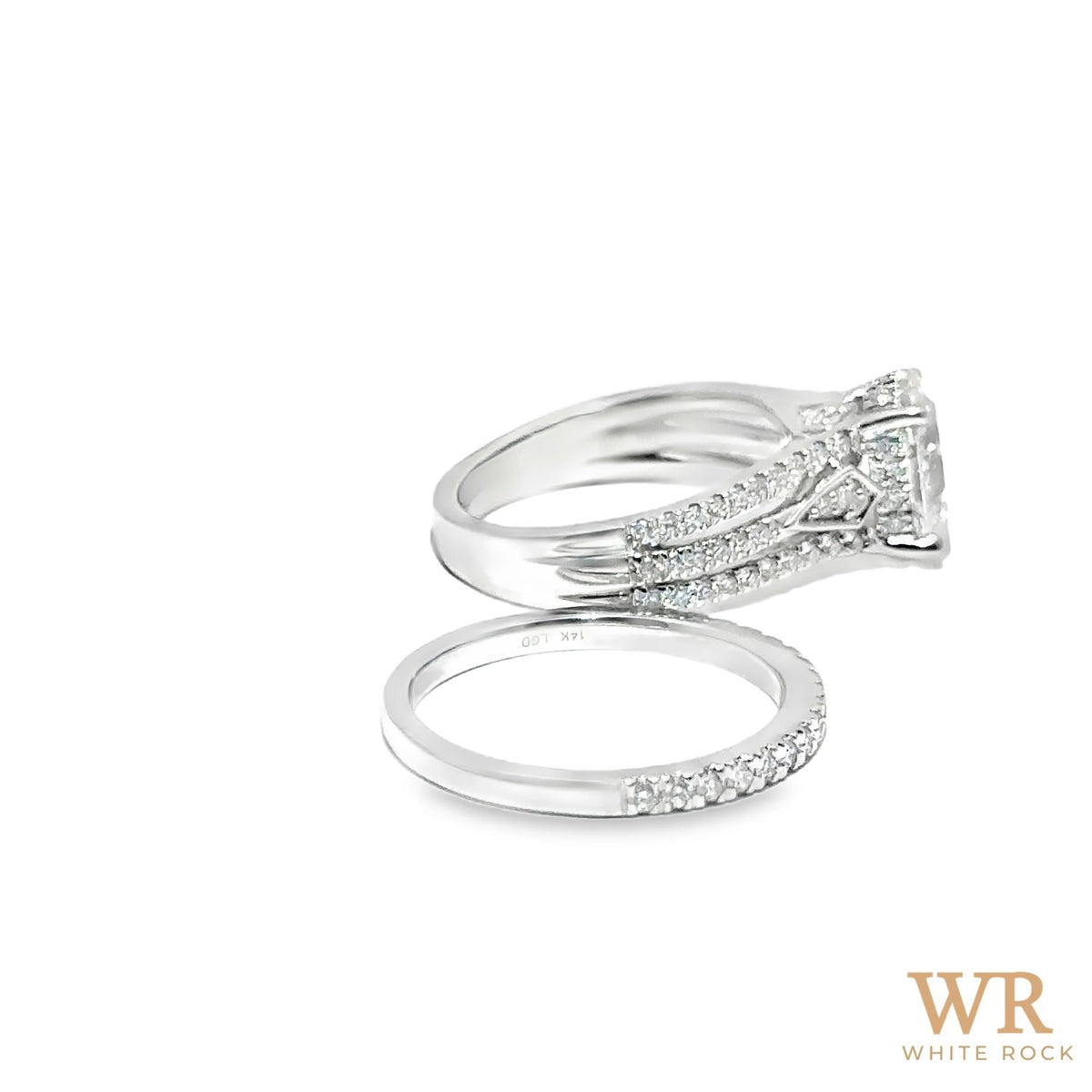 2.75 CTW Oval Lab Grown Diamond Bridal Set, 14K White Gold, view 3