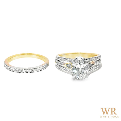 2.75 CTW Oval Lab Grown Diamond Bridal Set, 14K Yellow Gold, view 2