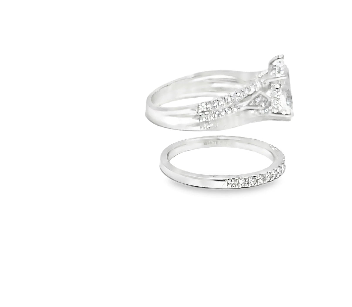 2.70 CTW Pear Lab Grown Diamond Bridal Set, 14K White Gold, view 3
