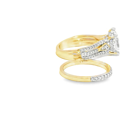 2.70 CTW Pear Lab Grown Diamond Bridal Set, 14K Yellow Gold, view 2