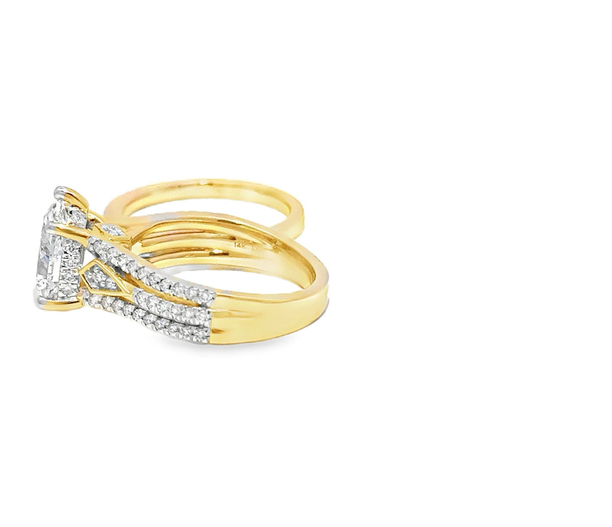 2.70 CTW Pear Lab Grown Diamond Bridal Set, 14K Yellow Gold, view 3