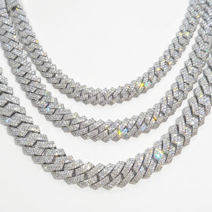 925 Sterling Silver Natural Diamond Miami Cuban Link Chain, view 15