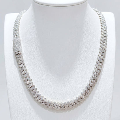 925 Sterling Silver Natural Diamond Miami Cuban Link Chain, view 13