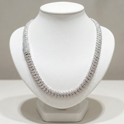 925 Sterling Silver Natural Diamond Miami Cuban Link Chain