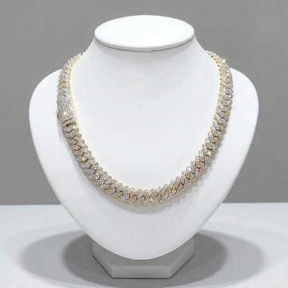 925 Sterling Silver Natural Diamond Miami Cuban Link Chain