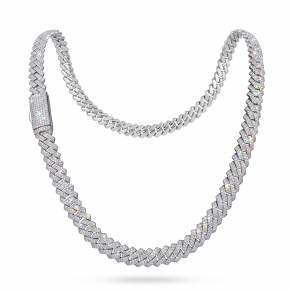 925 Sterling Silver Natural Diamond Miami Cuban Link Chain