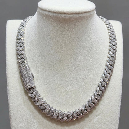 925 Sterling Silver Natural Diamond Miami Cuban Link Chain, view 14