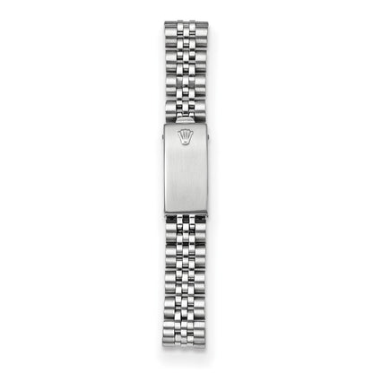 Stainless steel Jubilee bracelet and clasp on the pre-owned Rolex Datejust 26mm ladies watch