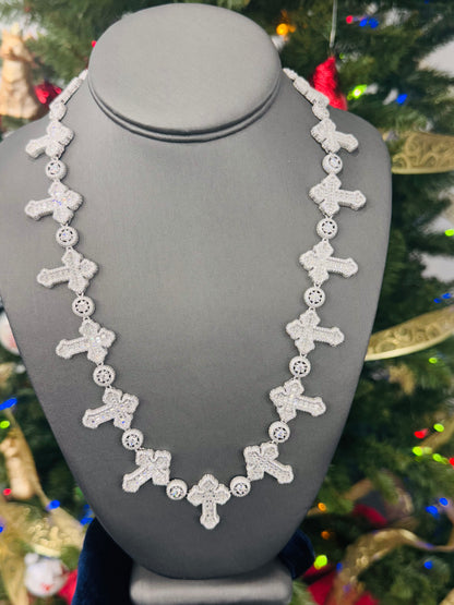 Moissanite Cross Necklace, 925 Silver, view 2