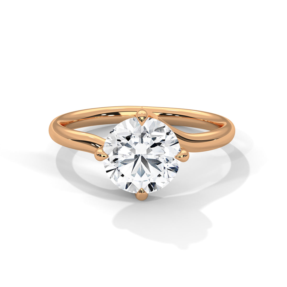 2.00ct Round Center Stone Engagement Ring with Gold Setting, view 2