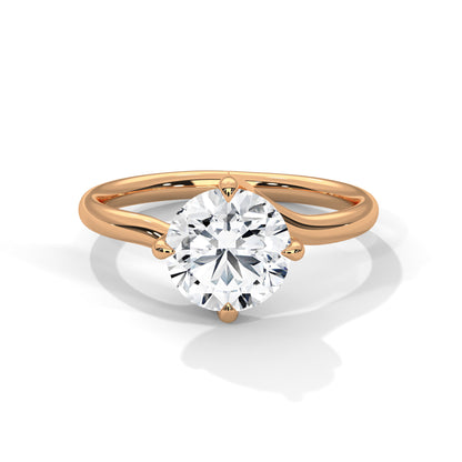 2.00ct Round Center Stone Engagement Ring with Gold Setting, view 2