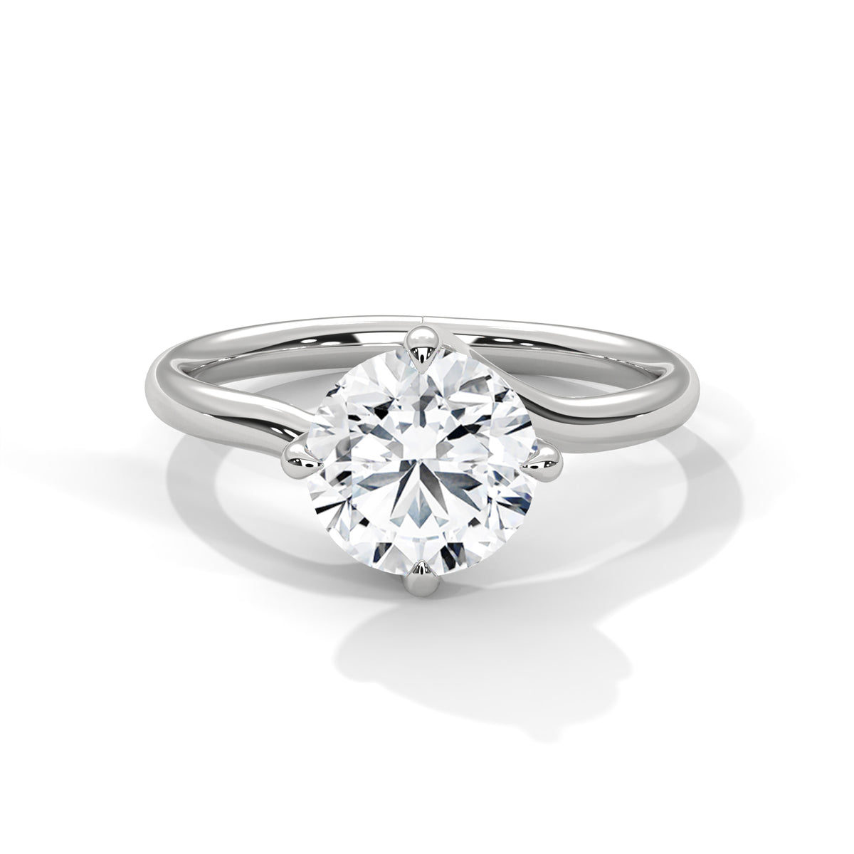2.00ct Round Center Stone Engagement Ring with Gold Setting, view 3