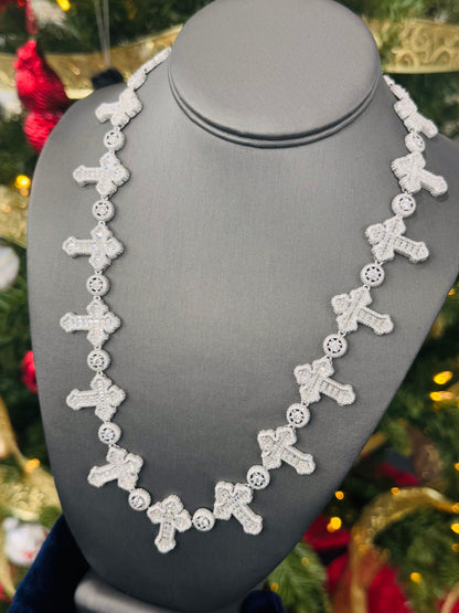 Moissanite Cross Necklace, 925 Silver, view 4