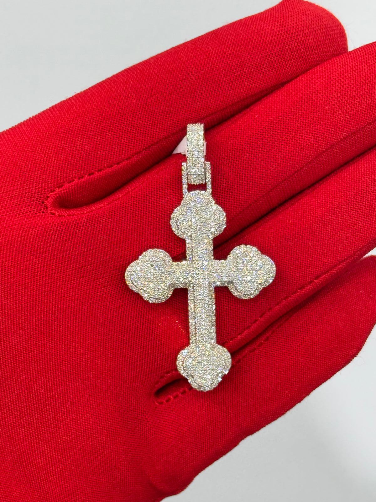 10K Gold Natural Diamond Cross Pendant, view 2