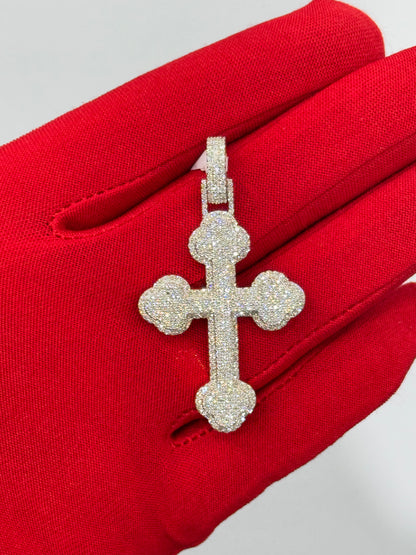 10K Gold Natural Diamond Cross Pendant, view 2
