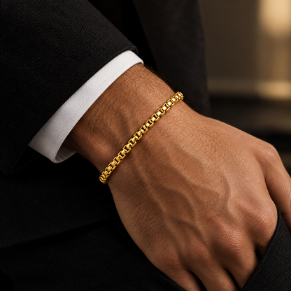 Gold Plated Sterling Silver Round Box Bracelet – view 3