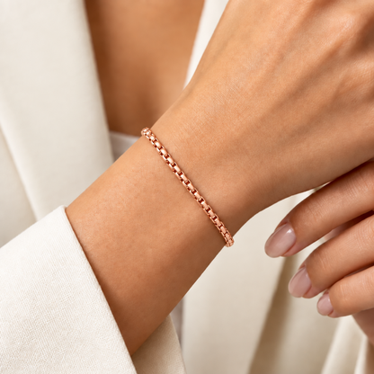 Rose Gold Plated Sterling Silver Round Box Bracelet – view 3