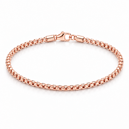 Rose Gold Plated Sterling Silver Round Box Bracelet – view 1