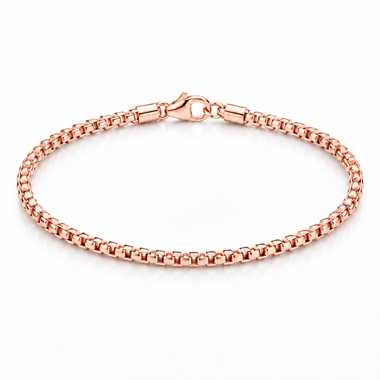 Rose Gold Plated Sterling Silver Round Box Bracelet – view 1