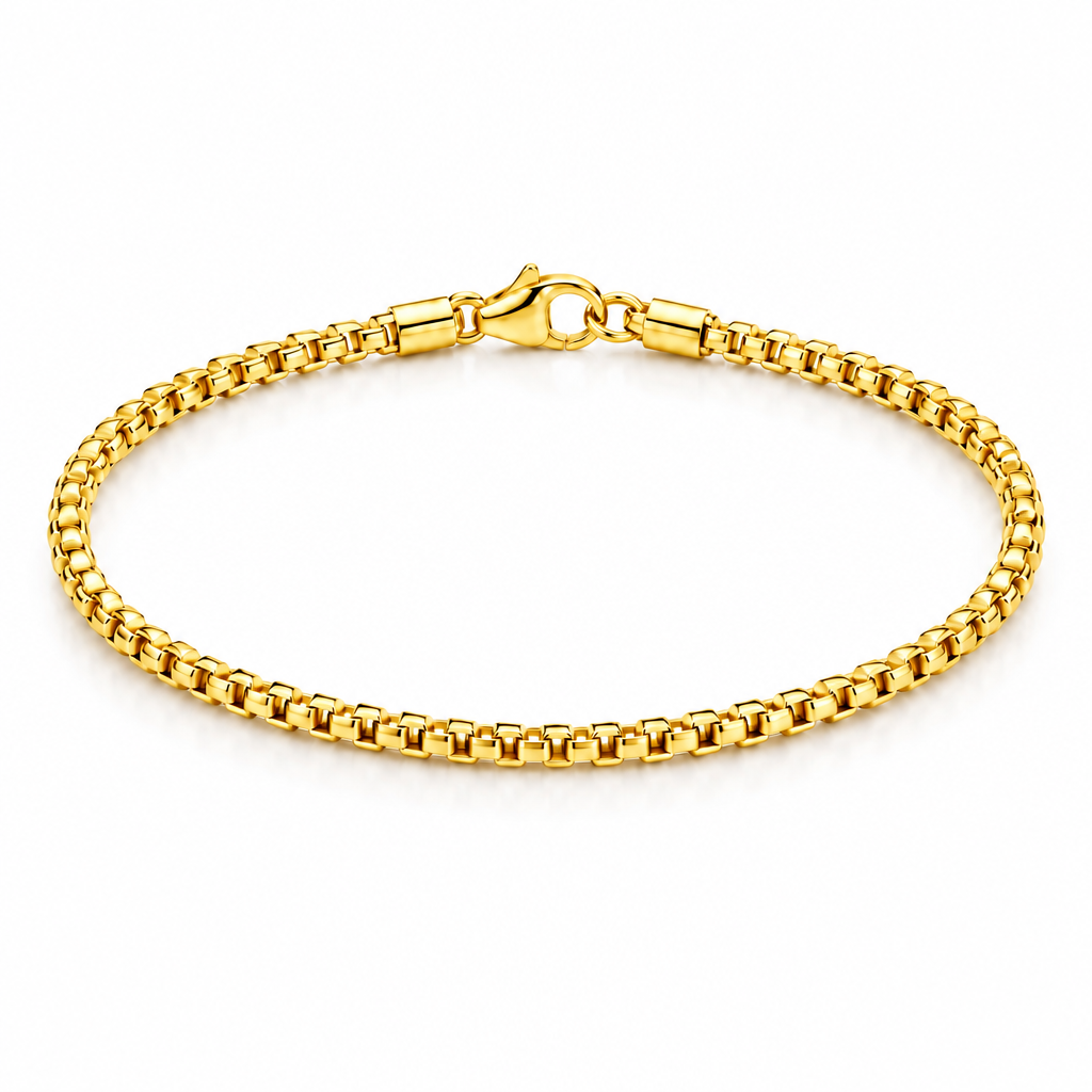 Gold Plated Sterling Silver Round Box Bracelet – view 1