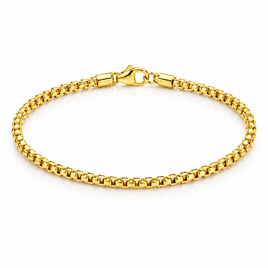 Gold Plated Sterling Silver Round Box Bracelet – view 1