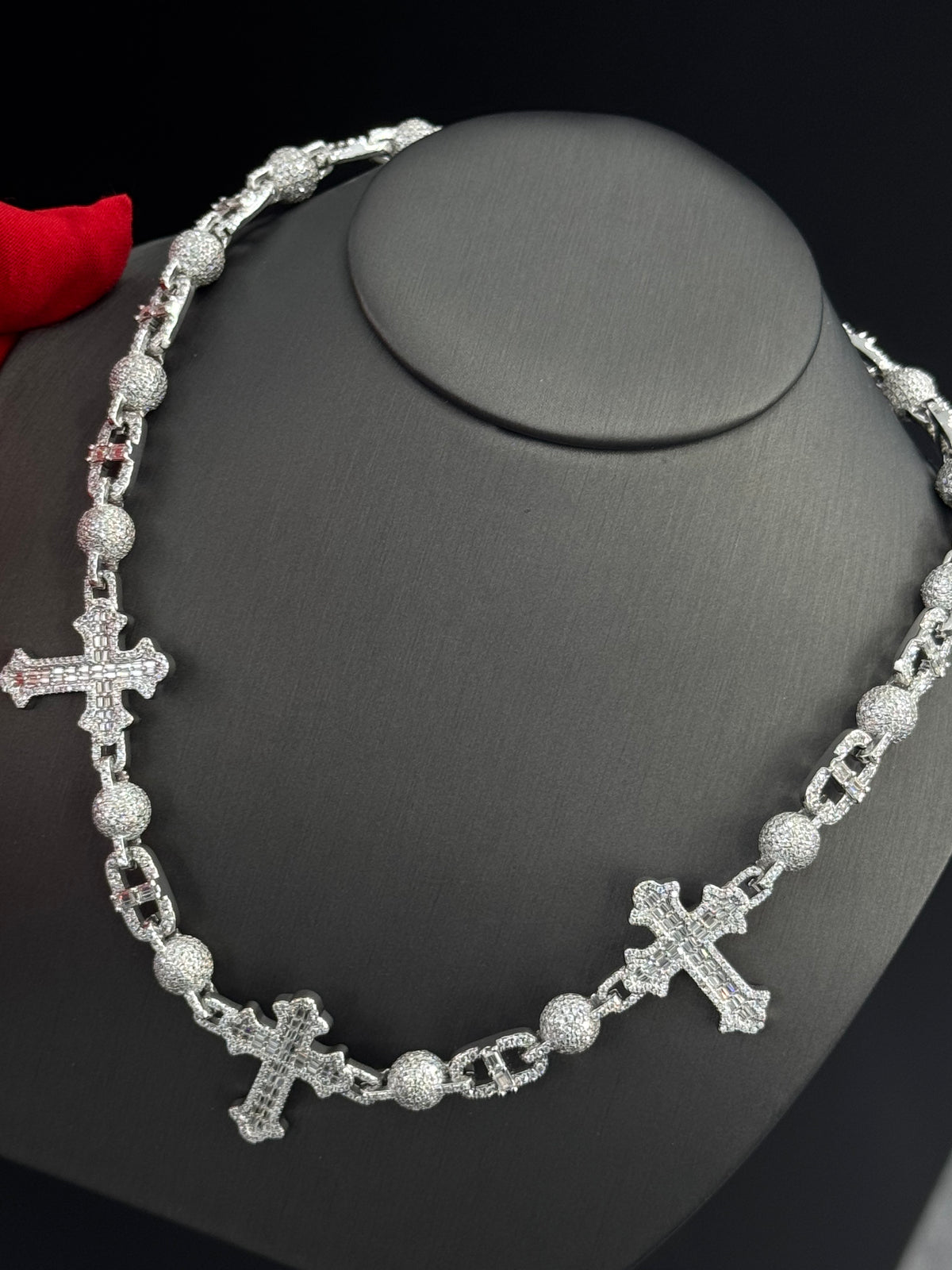 Moissanite Custom Cross Chain, 925 Silver, view 4