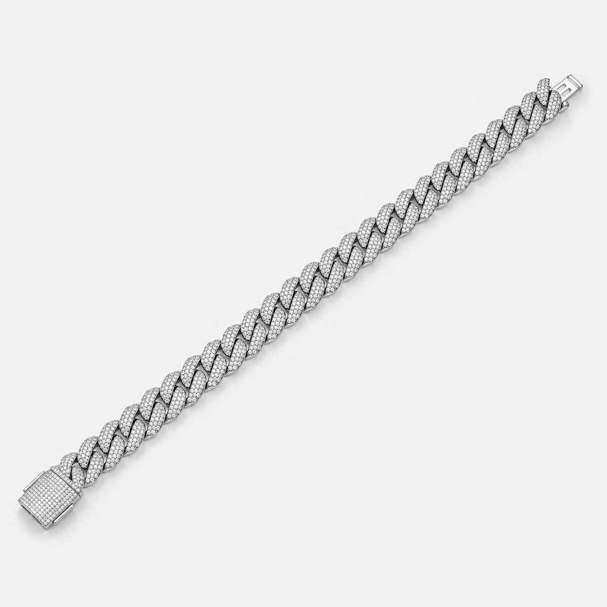 925 Sterling Silver VVS D Moissanite Miami Cuban Link Bracelet, view 2