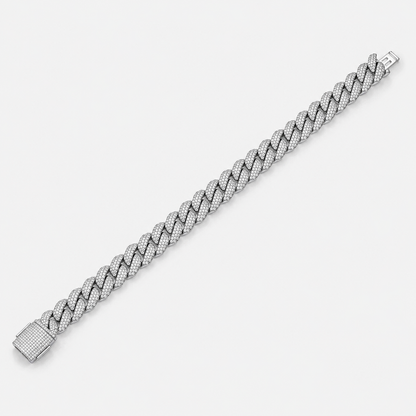 925 Sterling Silver VVS D Moissanite Miami Cuban Link Bracelet, view 2