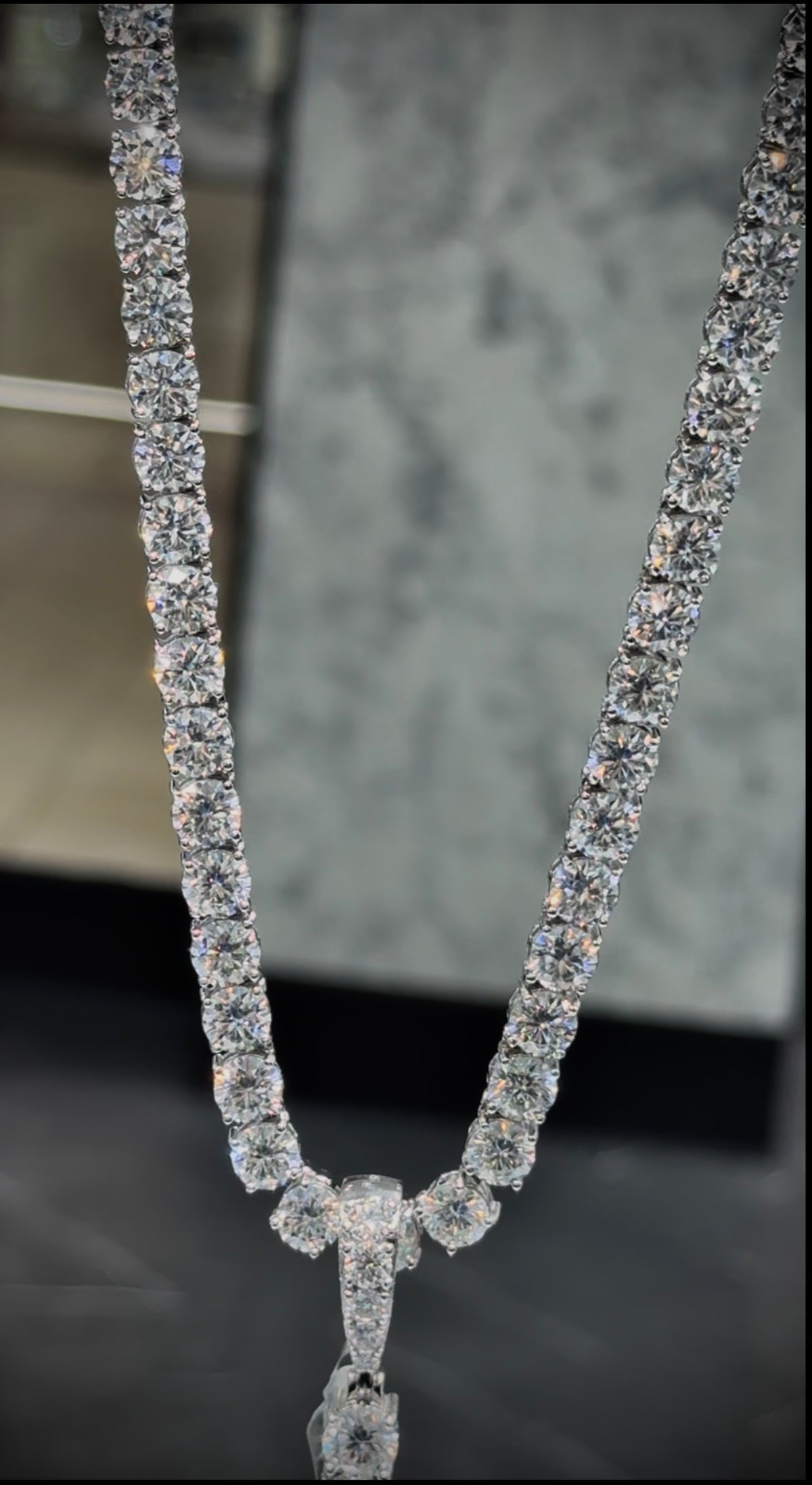 Moissanite Cross Pendant and Tennis Chain Set, 925 Silver, view 6
